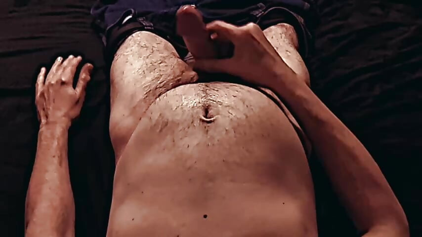 Step Dad with Big Ball Gut pumps out a big load