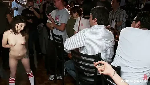 Tiny Cutie Gets a Giant Cock in Her Ass in Front of Total Strangers!