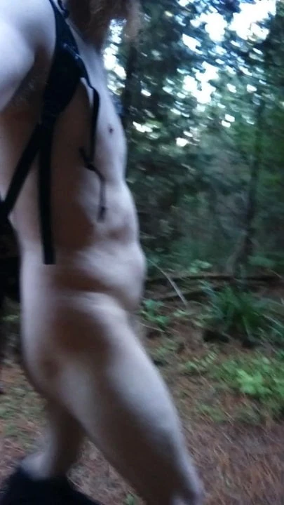 walking naked through the bush outdoors