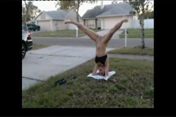 Lil C Naked Headstand