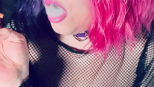 A Pretty In Pink Princess, Tina Snua, Chain Smokes 2 Cigarettes With Match Light Ups - Smoking Smoker