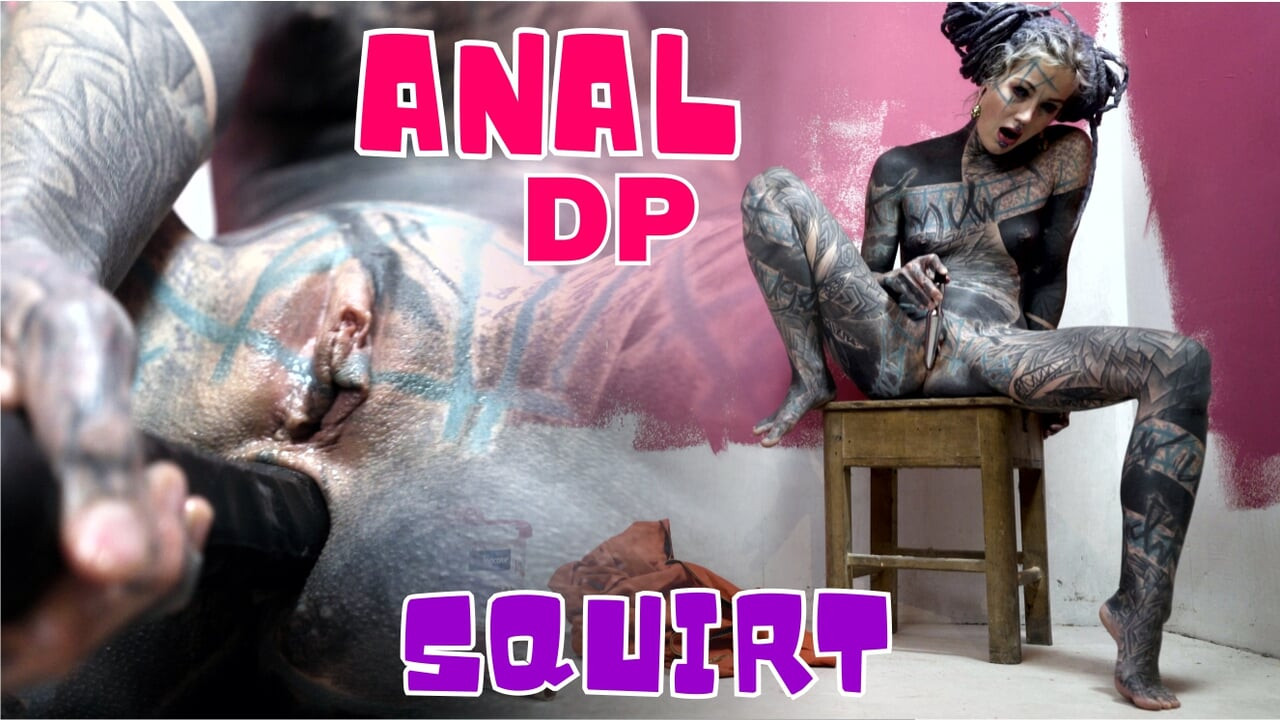 Skinny Tattooed Girl Work Wear Gets Horny Painting Solo Masturbation, ANAL, GAPES, SQUIRT