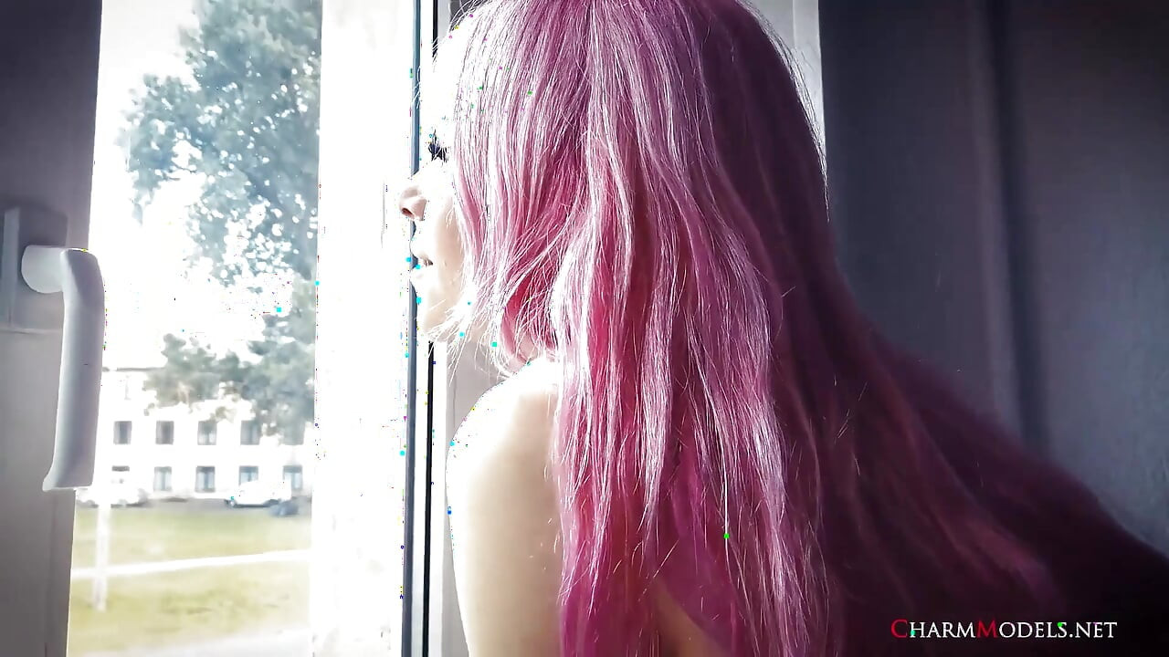 Cosplay Pink Hair Girl Lilly in White Stockings Video