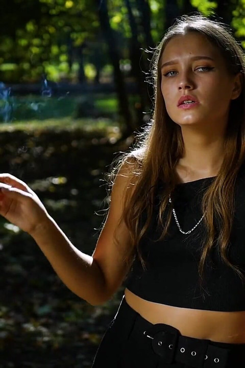 Sexy Russian Babe Smoking Cigarette Indoor Studio
