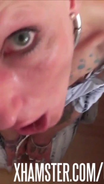 Memorable moment from "Slut Vilja goes down on her knees for a quick sloppy blowjob"