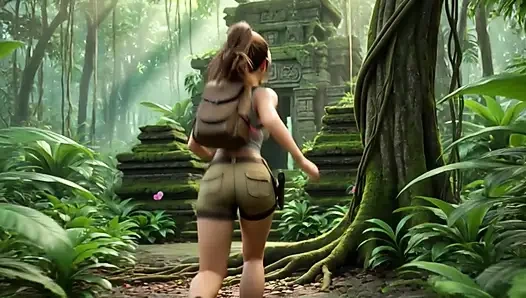 Lara Croft Discovers Amazon Treasure and Embraces Beautiful Blonde Ancestral Spirit in the Golden Caves
