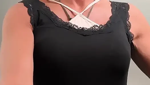 Pretty sissy Xunami shows her cute lingerie closeup