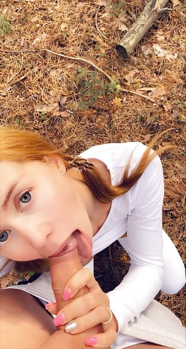 Sloppy blowjob in the park. She mouth is made for cock