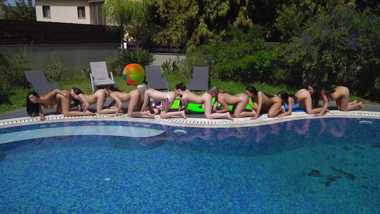Real wild lesbian teen pool party