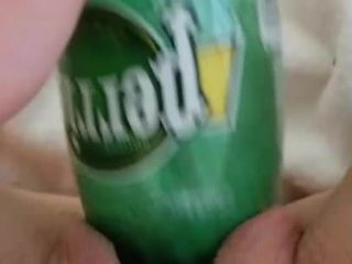 Fucking my pussy with a perrier bottle