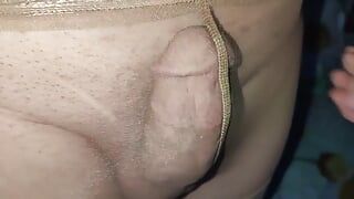 Very Big Cumshot in Layered Nude Pantyhoses