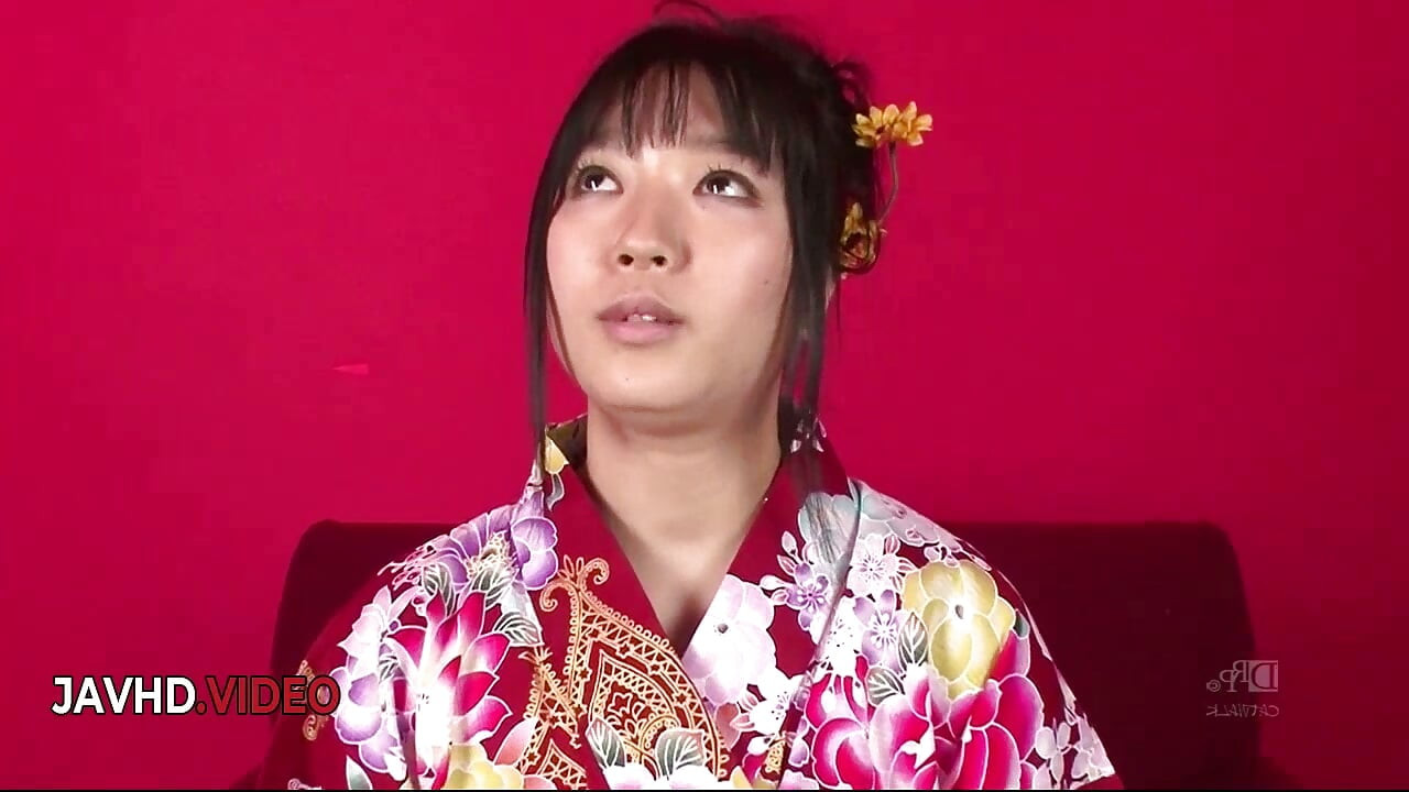 Chiharu's Wet Kimono Threesome with Hot Blowjob and Creampie Finish
