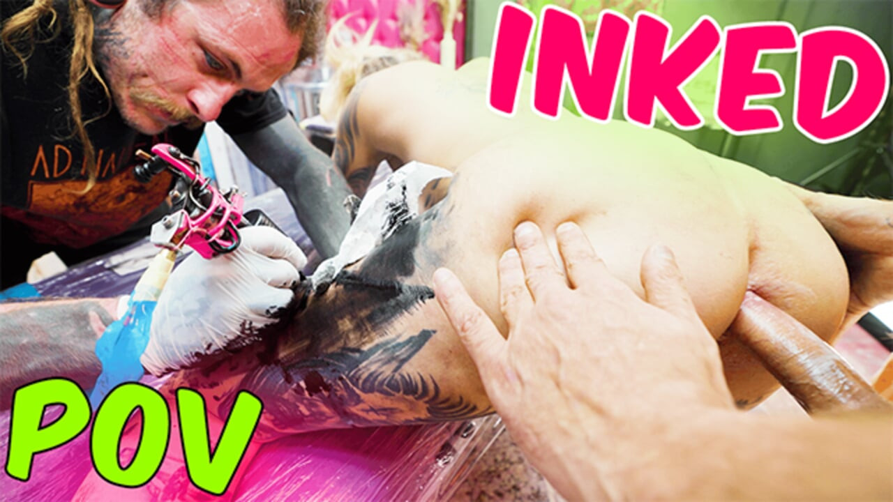 Superb Tattoo Babe Gets a New Tattoo while Having a Big Dick in her Asshole - Gaping and ATM