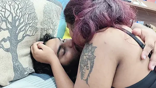 Girl play with penis she kisses boy lips then boy suck her boobs