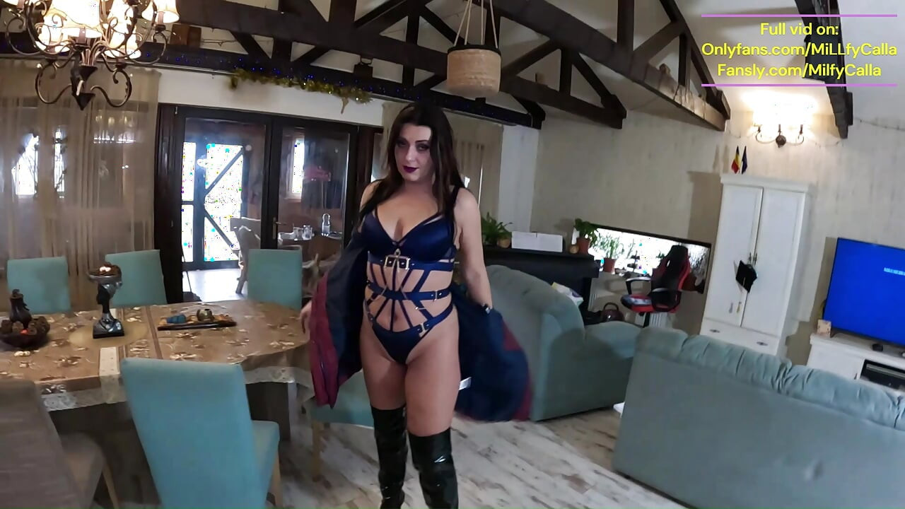 Downjacket Try-On & Blowjob Tease – Coat Fetish, Masturbation & Messy Cum Finish