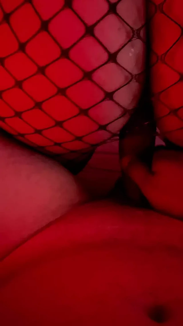 Wife wearing fishnets and sitting in a big white dick