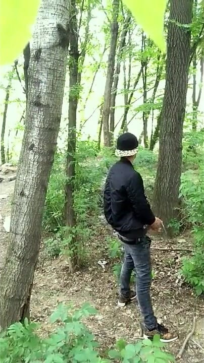Bad Boy Jerks While Smoking Cigarette in a Forest - Almost Caught - so His Balls Stay Full