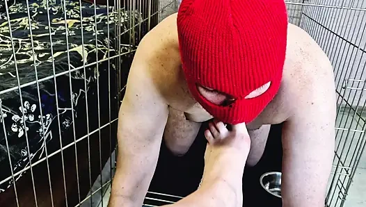 Nika si cewek dominan mengizinkan budak seks merangkak keluar dari sangkarnya supaya dia mencium, menjilat kakinya, mengisap jari kakinya.