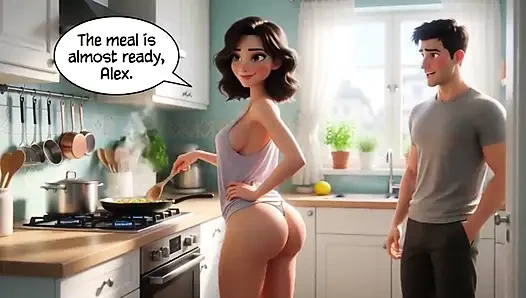 Wanita muda dan cantik berbagi kencan rahasia dan penuh gairah di rumah (dihasilkan oleh Ai)