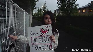 Japanese sexy girl Ako Nishino hitchhikes a car and cock sucking a stranger uncensored.