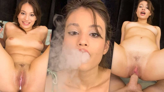 Cena completa da faculdade adolescente liv selvagem vaping e dando boquete