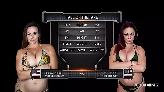 Des femmes se battent avec Bella Rossi contre Sarah Brooke et du sexe brutal avec un gode ceinture pour le loser