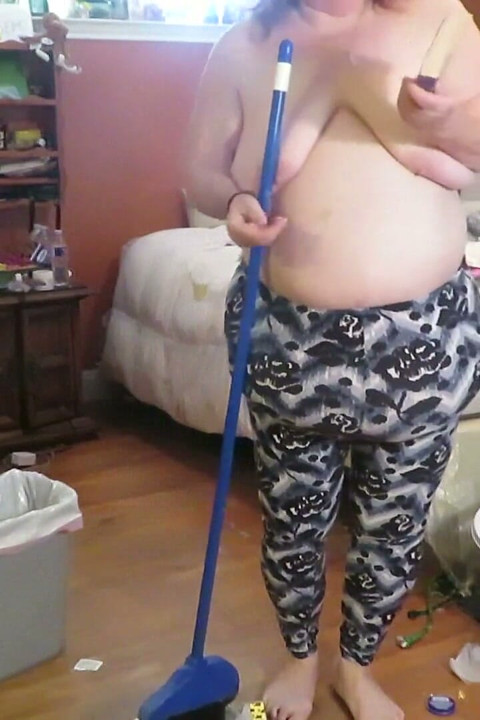 Clean up my room dressed then topless