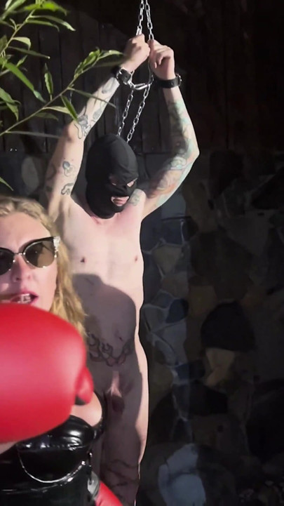 Electro Play, Boxing Gloves and Humiliation of a Slave in the Dark. How Fun!