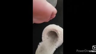 Slipper fetish new cream slipper dangle
