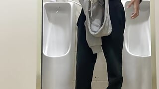 I was showering and masturbating in the public restroom at a DHL branch office, and I almost got caught by my colleagues.