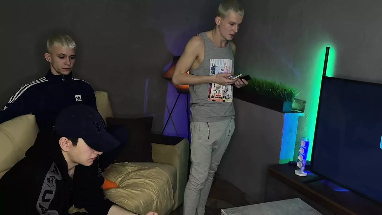 #332 Twinks got together in the evening for a joint jerk off to porn