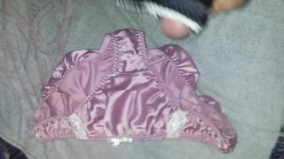 Wife's Pink Silky Panties Get's Some Spunk