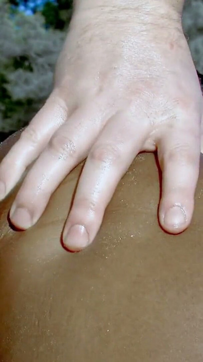 Fucking at the beach with a spectacular young black woman with an oiled body: Nancy Love | Clip 1