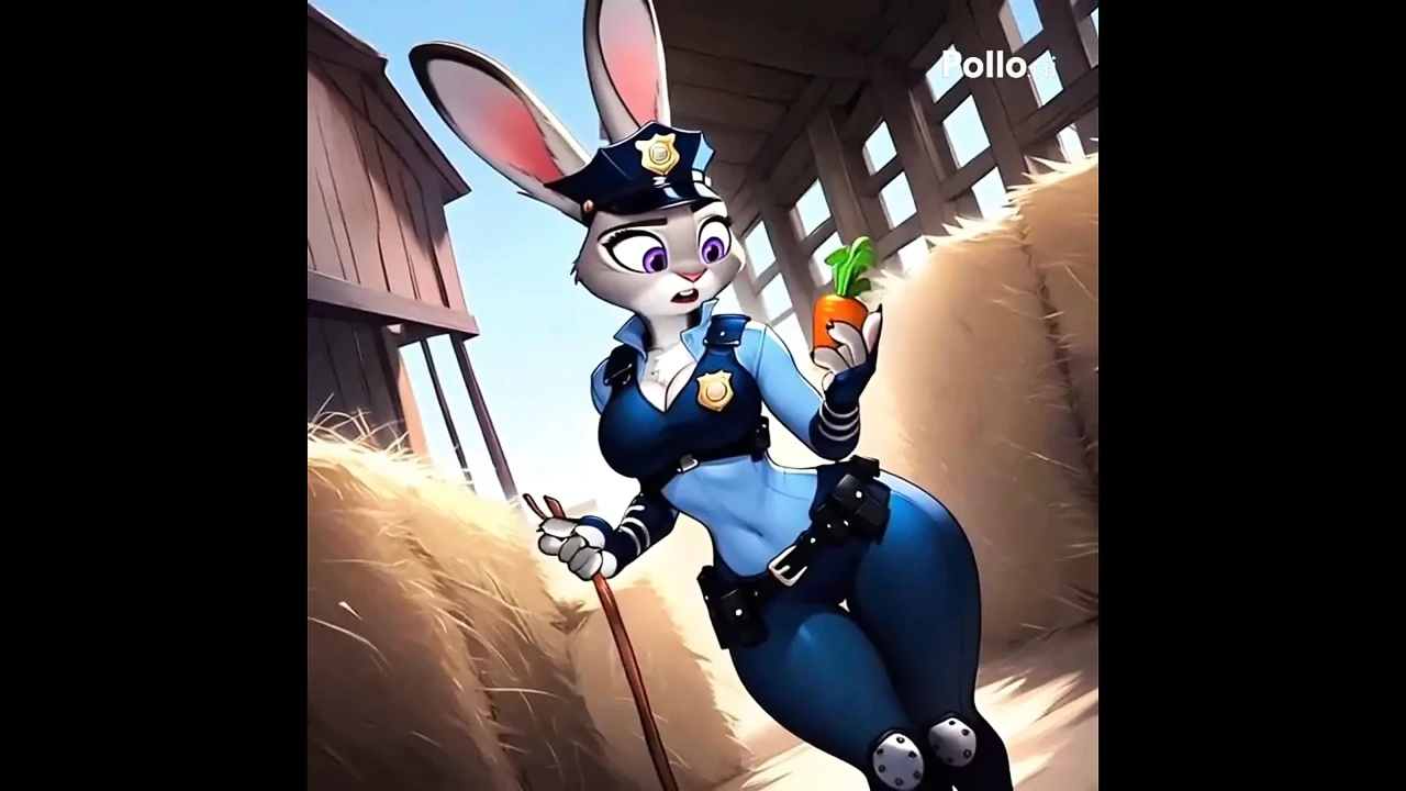 AI Generated Judy Hopps Futa Bunny Barn Quckie with monster cock fox