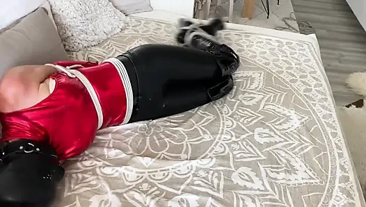 latex bondage high heels hogtied