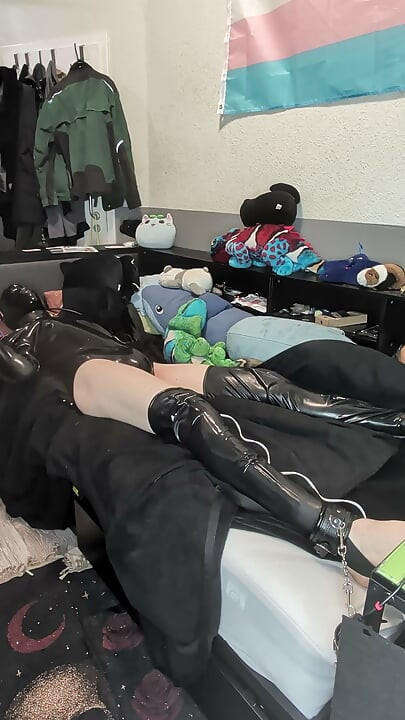 latex bondage with vibrator