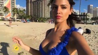 Eiza Gonzales selfie on the beach