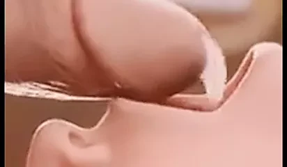 Thick sperm entering the luscious lips of a young beauty