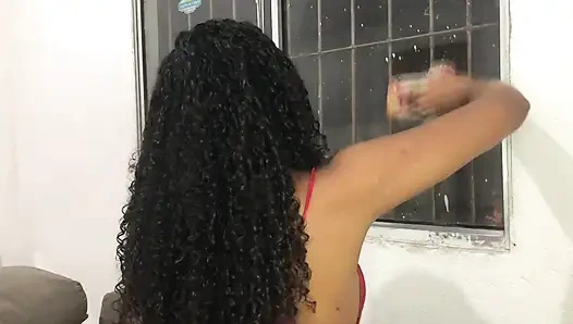 Room service! Guest can't stand to see the cleaning lady in lingerie... you already know what happens...