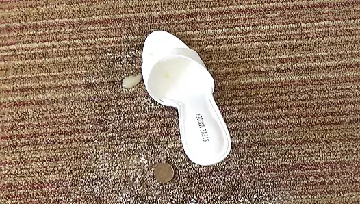 Sexy white patent mules