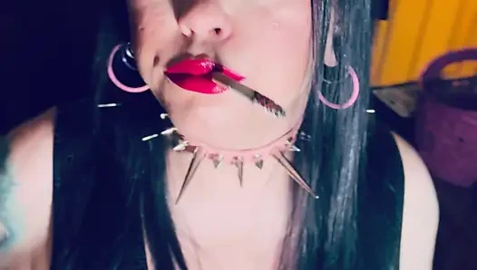 She's The Best At What She Does! Tina Snua Lighting Up A Cigarette With Matches & Smoking In Gloves