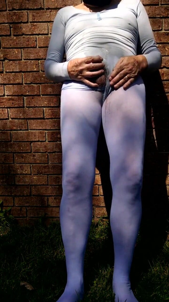 Emotional moment from "Cd outdoors. Piss my pantyhose and leotard."