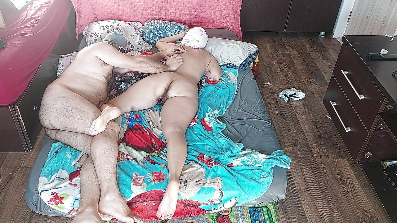 Amateur couple sensual massage with oil.