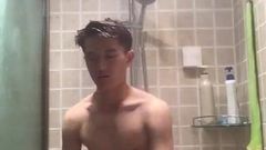 gay chinese twink JO in shower for cam (1'16'')
