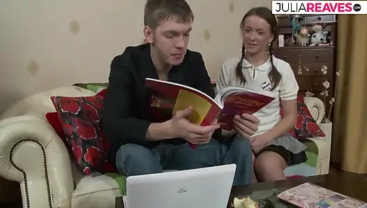 Hot girl eats cum after getting fucked on both holes by a huge cock