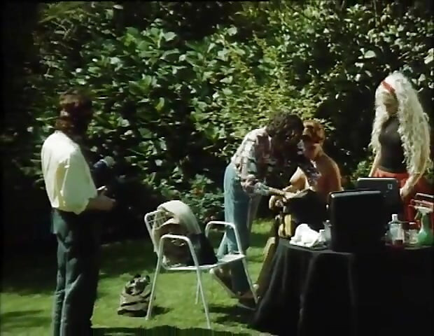 Famous vintage pornstar orgy party in the garden
