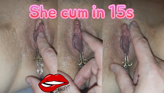 She got clitoris orgasm in 15 seconds  when fingeted with clit toy