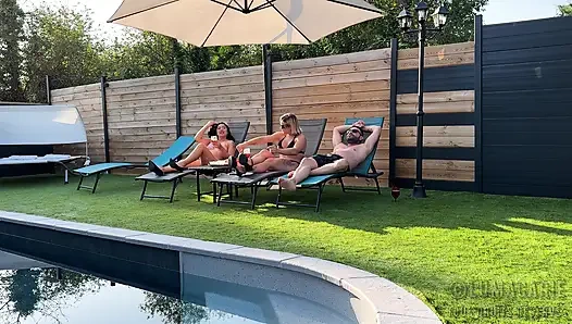 Мари и Лукас Люмакари связываются с Адели у бассейна