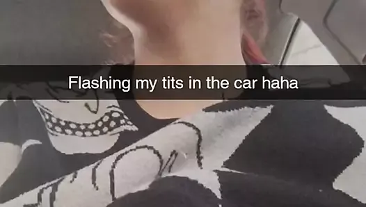 Публичная мастурбация шлюхи в SnapChat в машине