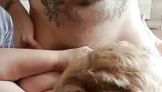 Makes my cock hard and jerks off to the end